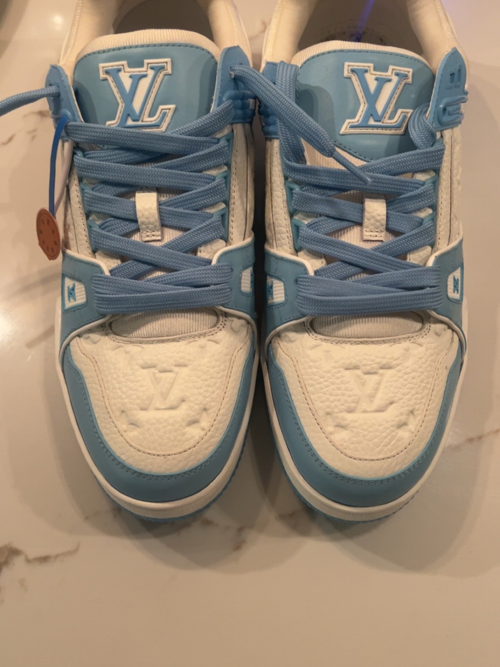 Louis Vuitton Men’s Sneakers in Light Blue and White - Picture 4 of 5